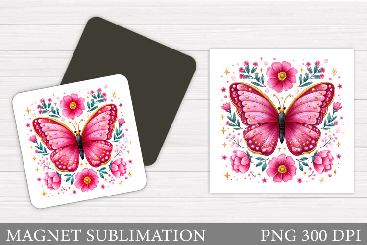 Butterfly Flowers Sublimation. Butterfly Magnet Sublimation example image 1