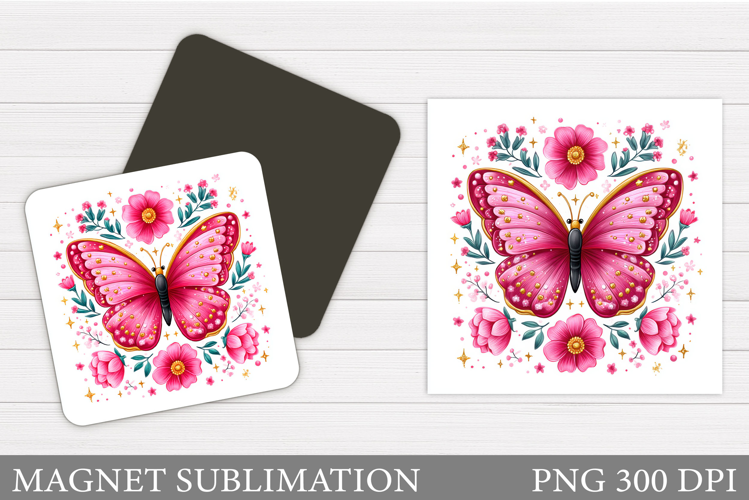 Butterfly Flowers Sublimation. Butterfly Magnet Sublimation