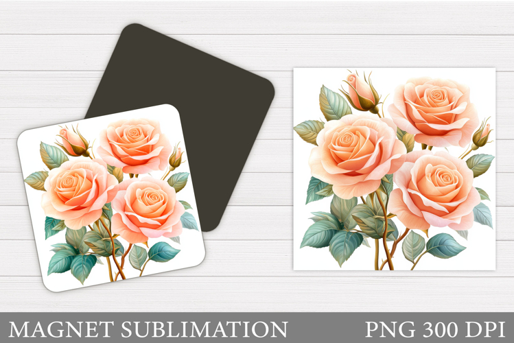 Roses Magnet Sublimation. Flowers Magnet Design