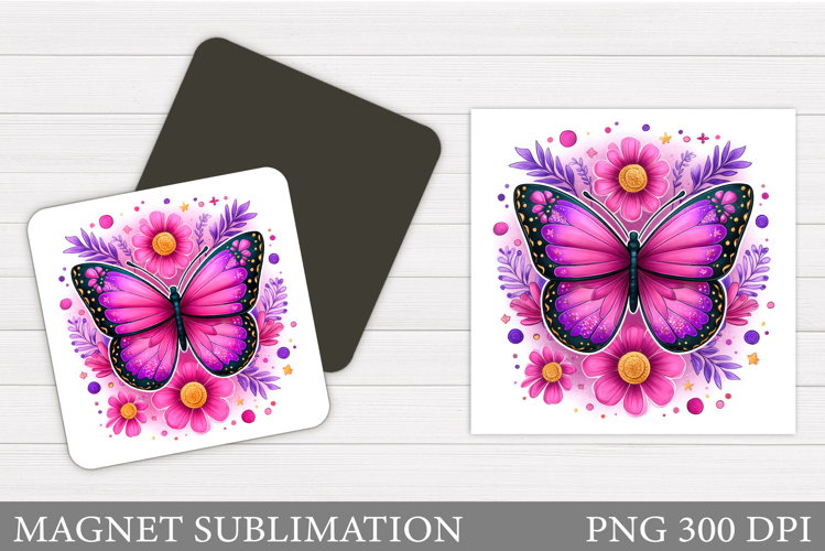 Butterfly Flowers Sublimation. Butterfly Magnet Sublimation