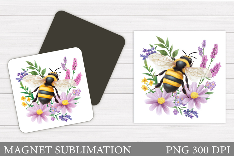 Bee Magnet Design. Flowers Magnet Sublimation