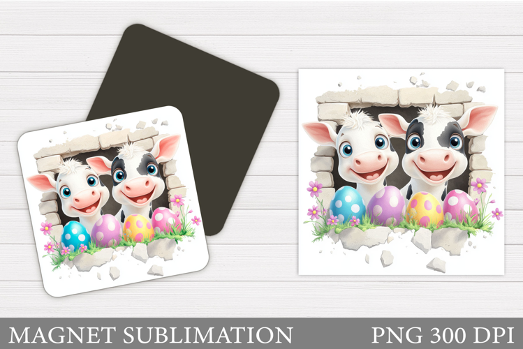 Easter Cow Magnet Sublimation. Easter Magnet Design