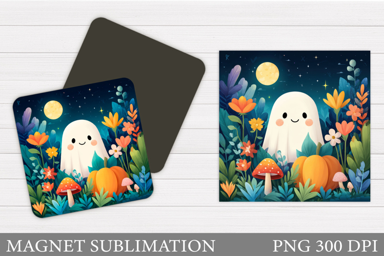 Cute Ghost Magnet Design. Halloween Pumpkin Magnet