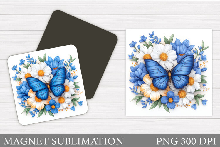Butterfly Magnet Design. Flowers Magnet Sublimation example image 1