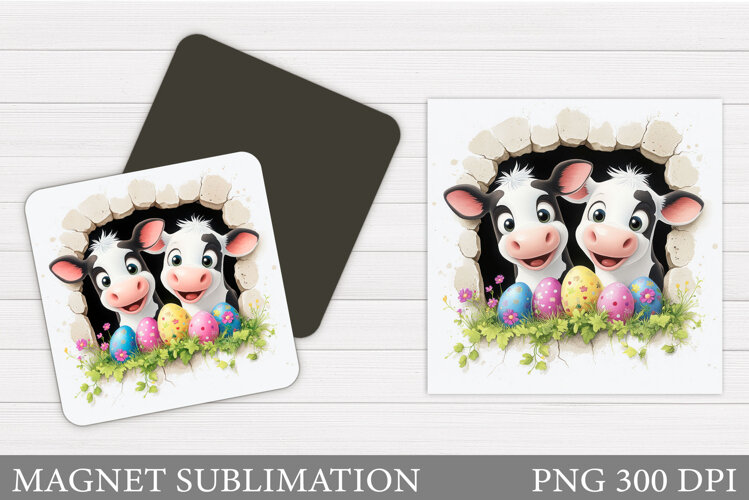 Easter Cow Magnet Design. Easter Magnet Sublimation example image 1