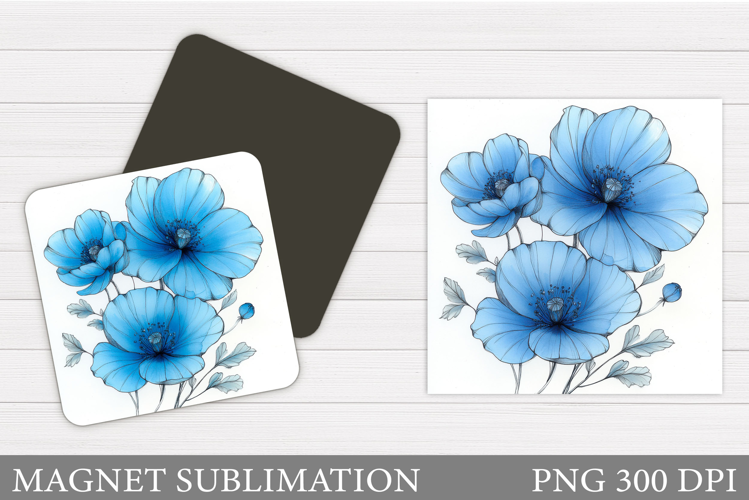 Flowers Square Magnet Design. Flowers Magnet Sublimation