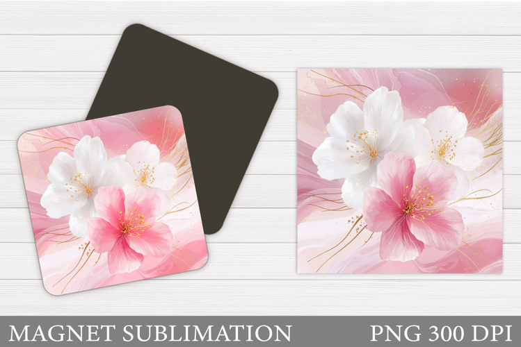 Flowers Square Magnet Design. Flowers Magnet Sublimation