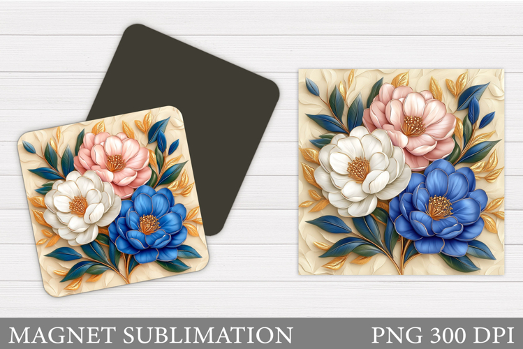 Flowers Magnet Design. Floral Magnet Sublimation