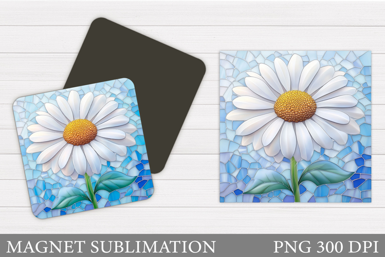 Daisy Flowers Magnet. Flowers Square Magnet Design