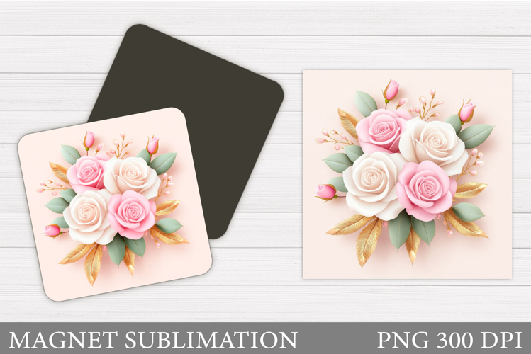 Roses Magnet Sublimation. Flowers Magnet Design