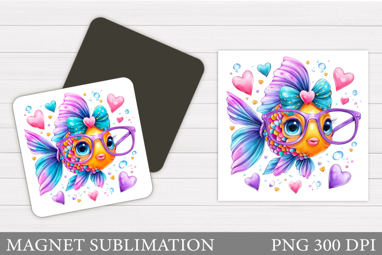 Fish Magnet Design. Fish Square Magnet Sublimation