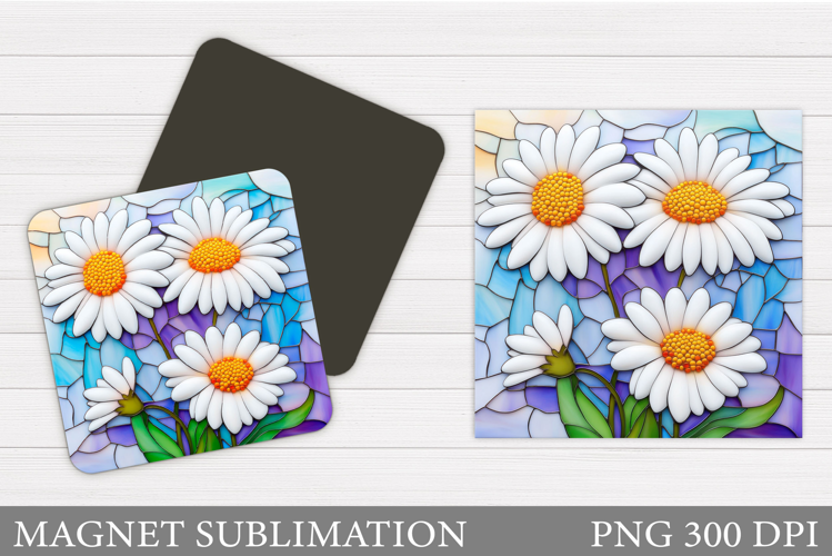 Daisy Flowers Magnet. Flowers Square Magnet Design