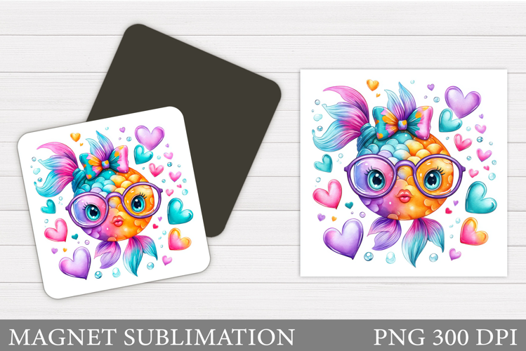 Fish Magnet Design. Fish Square Magnet Sublimation