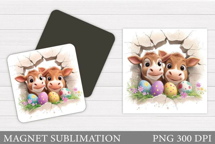 Easter Cow Magnet Design. Easter Magnet Sublimation