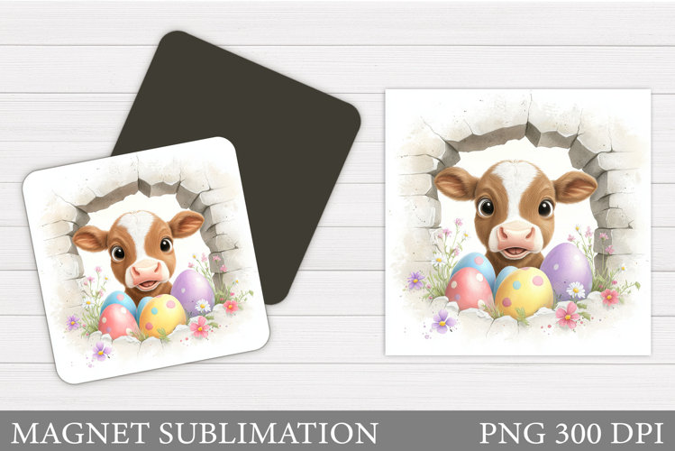 Easter Cow Magnet Sublimation. Easter Magnet Design