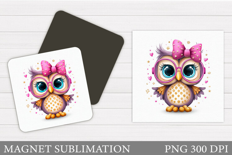 Cute Owl Magnet Design. Cute Owl Sublimation example image 1