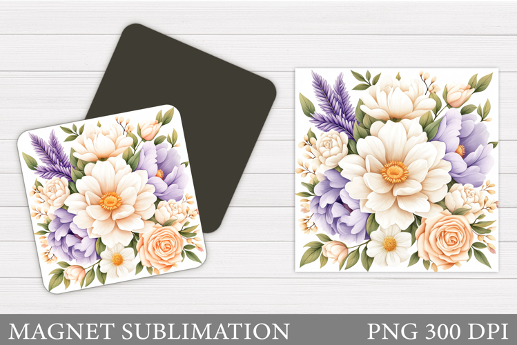 Flowers Square Magnet Design. Flowers Magnet Sublimation