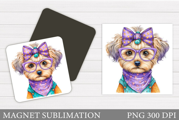 Cute Dog Magnet Design. Cute Dog Sublimation example image 1