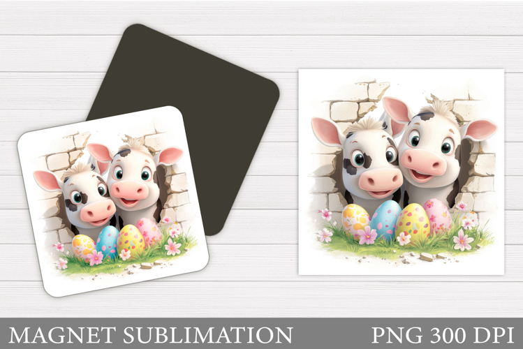 Easter Cow Magnet Sublimation. Easter Magnet Design