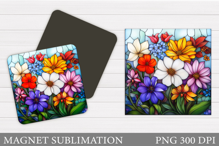 Flowers Square Magnet. Flowers Magnet Sublimation