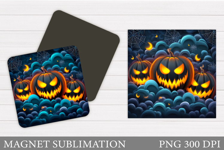 Scary Pumpkin Magnet Design. Halloween Magnet Sublimation