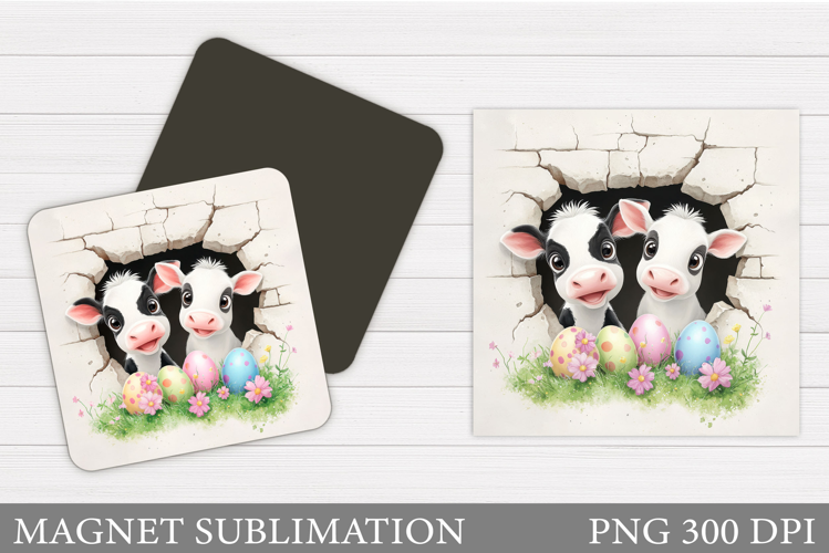 Easter Cow Magnet Sublimation. Easter Magnet Design