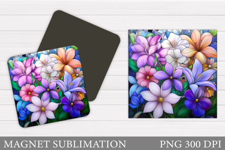 Flowers Square Magnet Design. Flowers Magnet Sublimation