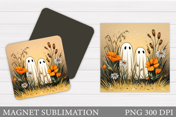 Cute Ghost Magnet Design. Halloween Magnet Sublimation