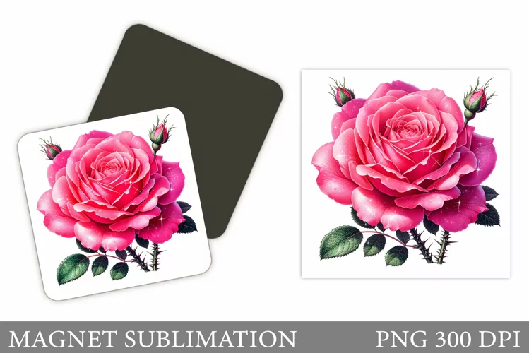Rose Magnet Design. Flowers Magnet Sublimation