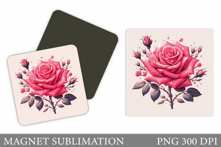 Rose Magnet Design. Flowers Magnet Sublimation