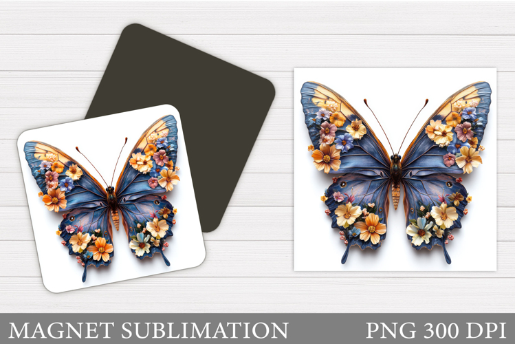 Butterfly Magnet Sublimation. Flowers Magnet Design
