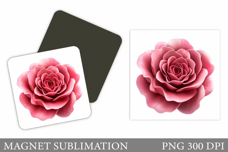 Rose Magnet Sublimation. Flowers Magnet Design