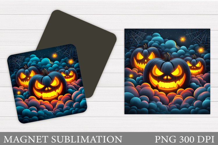 Scary Pumpkin Magnet Design. Halloween Magnet Sublimation