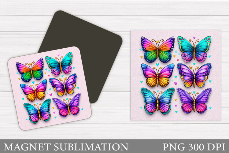 Butterfly Flowers Sublimation. Butterfly Magnet Sublimation example image 1