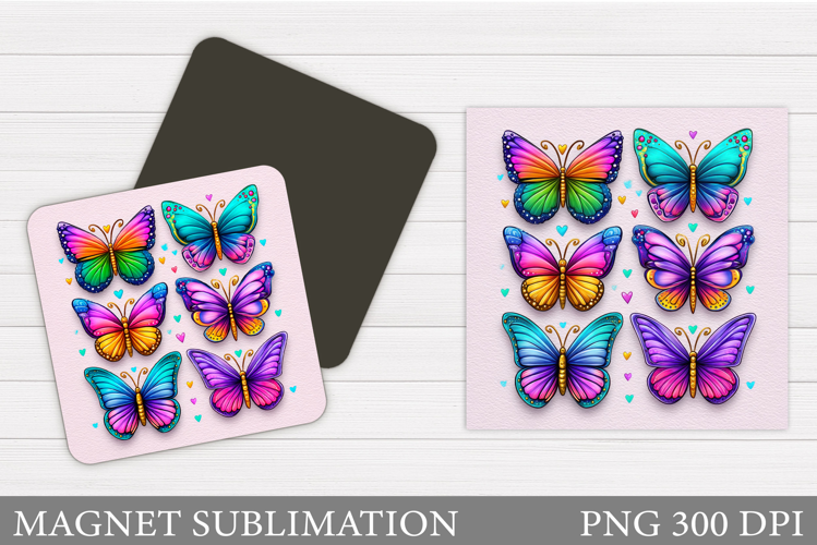 Butterfly Flowers Sublimation. Butterfly Magnet Sublimation