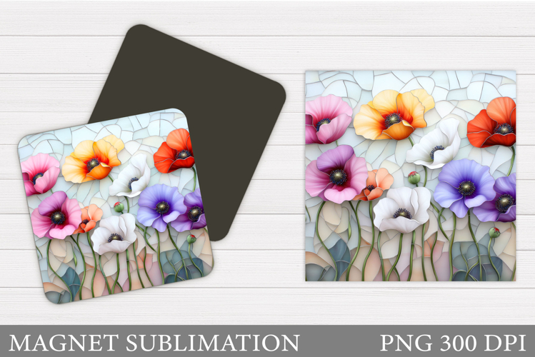 Flowers Square Magnet Design. Flowers Magnet Sublimation
