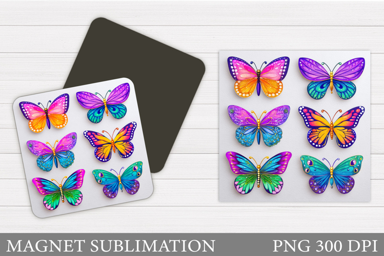 Butterfly Flowers Sublimation. Butterfly Magnet Sublimation
