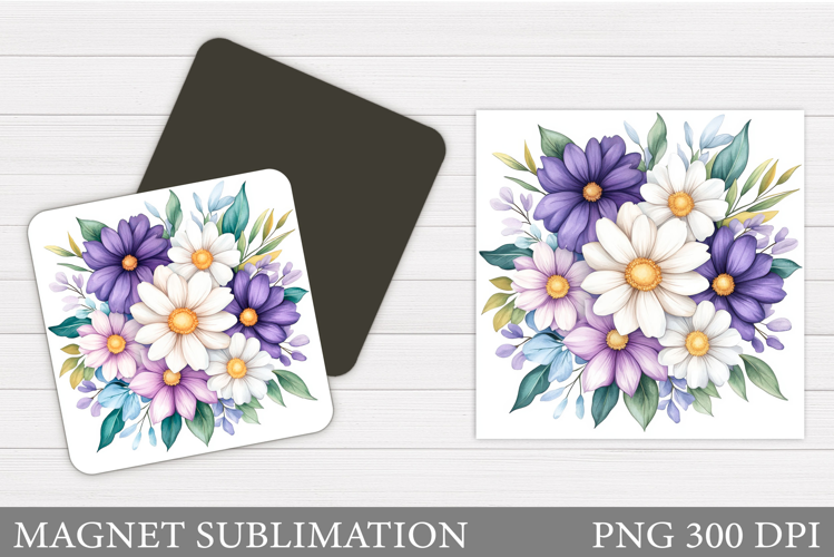 Flowers Square Magnet Design. Flowers Magnet Sublimation