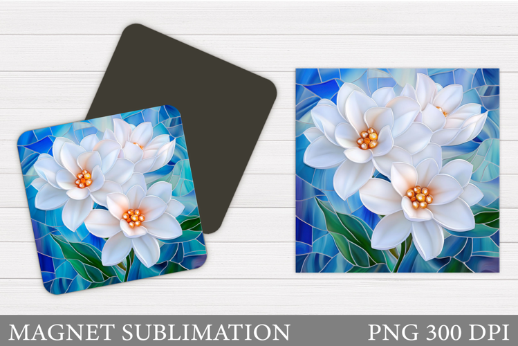 Flowers Square Magnet Design. Wildflowers Magnet Sublimation