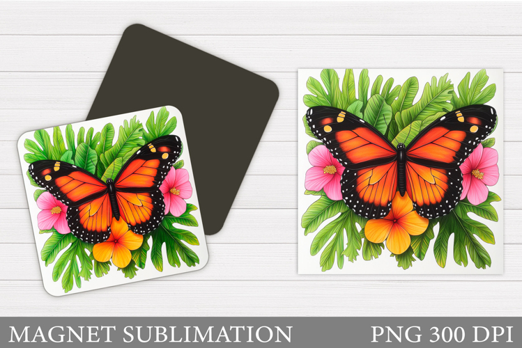 Butterfly Square Magnet. Butterfly Magnet Design example image 1