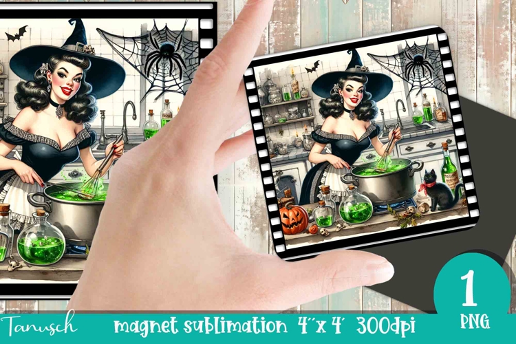 Halloween retro witch sublimation magnet PNG