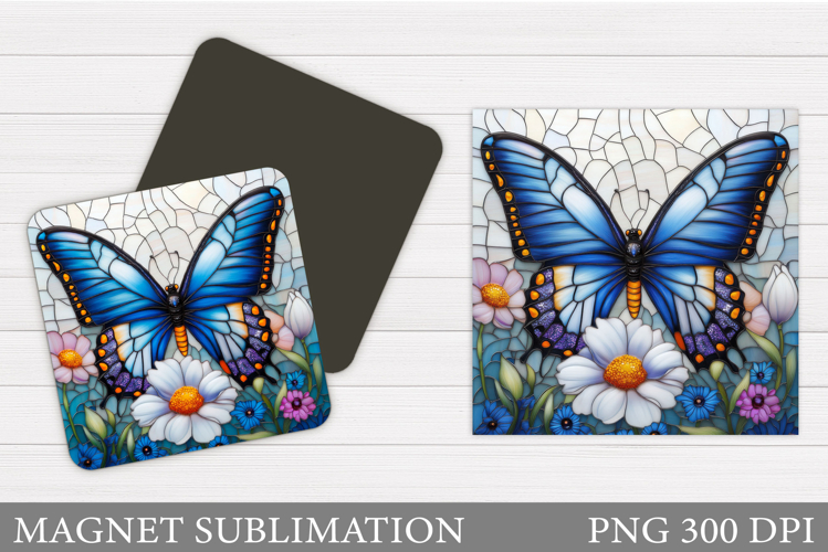 Butterfly Coaster Sublimation. Butterfly Flowers Coaster