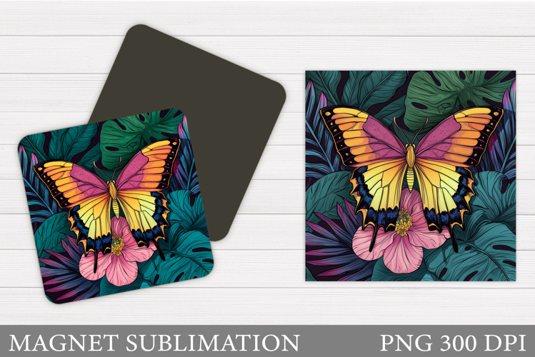 Butterfly Magnet Sublimation. Flowers Magnet Design