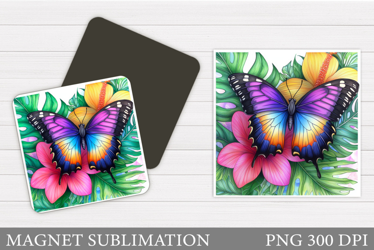 Butterfly Magnet Sublimation. Flowers Magnet Design
