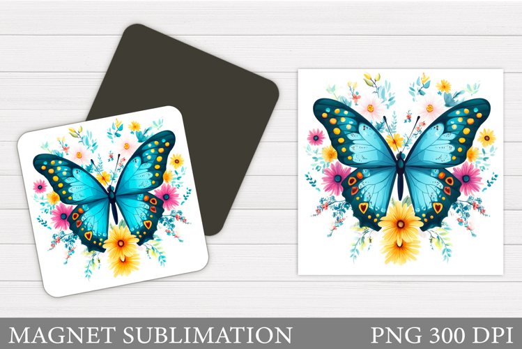Butterfly Flowers Sublimation. Butterfly Magnet Sublimation