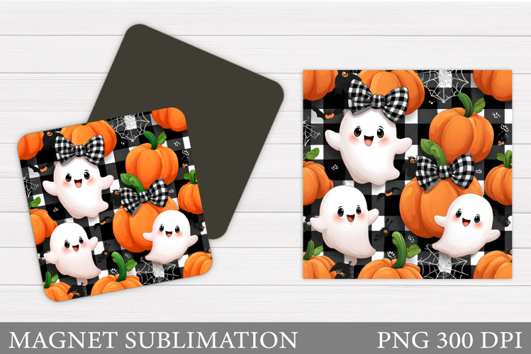 Cute Ghost Magnet Design. Halloween Pumpkin Magnet