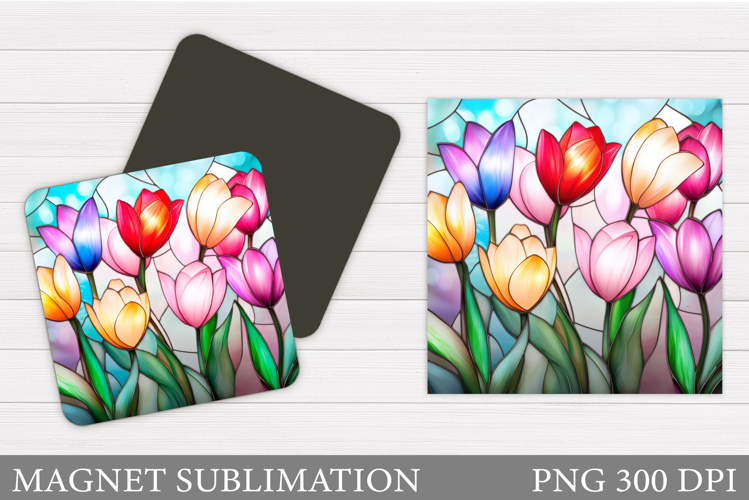 Tulips Magnet Design. Flowers Magnet Sublimation