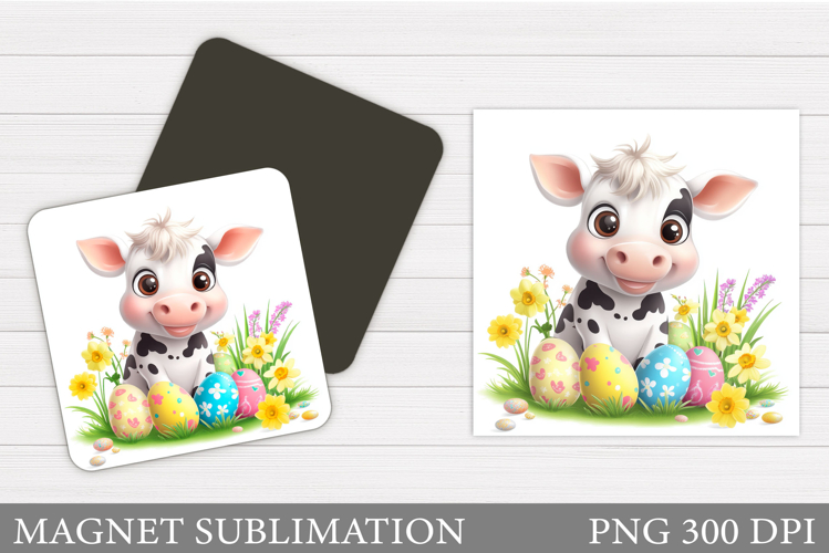 Easter Cow Magnet Sublimation. Easter Magnet Design