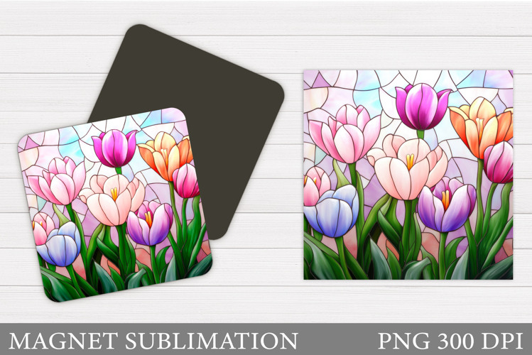 Tulips Magnet Design. Flowers Magnet Sublimation