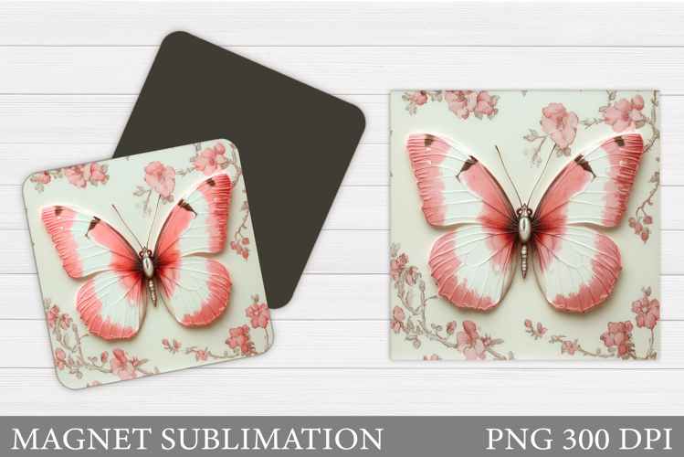Butterfly Magnet Sublimation. Flowers Magnet Design